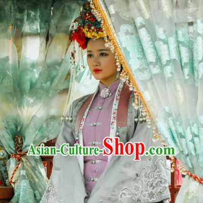 Chinese Ancient Ming Dynasty Courtesan Hanfu Dress Garment and Headdress Drama The Great Shaolin Li Zhenzhen Costumes