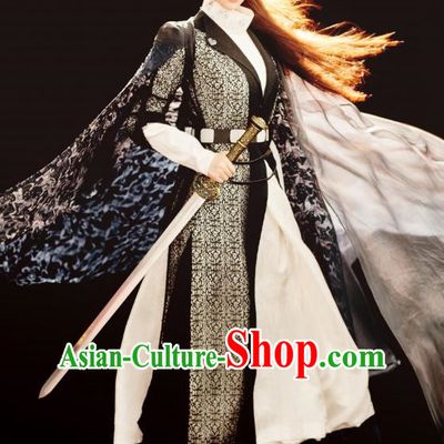 Chinese Ancient Wuxia Drama Swordswoman Garment The King of Blaze Apparels Dress and Headwears Situ Fengjian Costumes