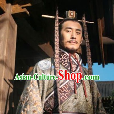 Chinese Ancient Tang Dynasty Costumes Emperor Apparels Garment and Hairdo Crown Drama Control by Zhen Guan Li Shimin Costume