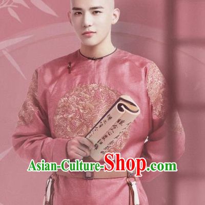 Chinese Ancient Manchu Costumes Thirteen Prince Garment Drama Dreaming Back to the Qing Dynasty Aisin Gioro Yinxiang Pink Gown Apparels