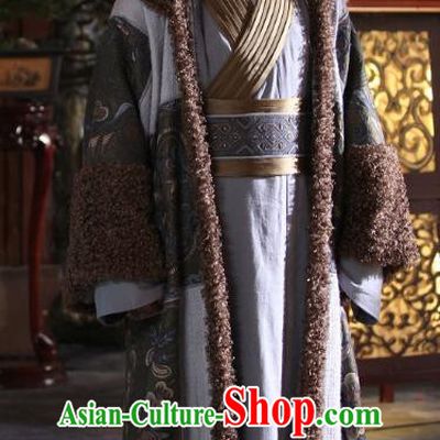 Chinese Ancient Chieftain Costumes Apparels Garment Drama Turbulence of the Mu Clan Ethnic King Mu Zeng Clothing and Headwear