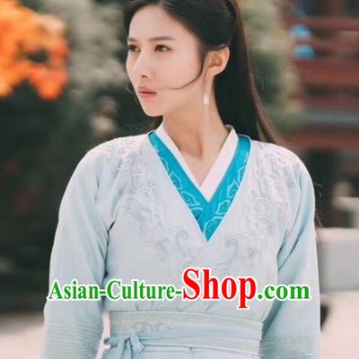 Chinese Ancient Swordswoman Apparels Garment and Hair Accessories Wuxia Drama The Lost Swordship Sun Min Dress Costumes