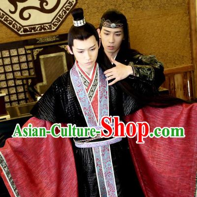 Chinese Ancient Lord Garment Costumes and Hairdo Crown Drama Men With Sword Swordsman Prince Murong Li Hanfu Apparels