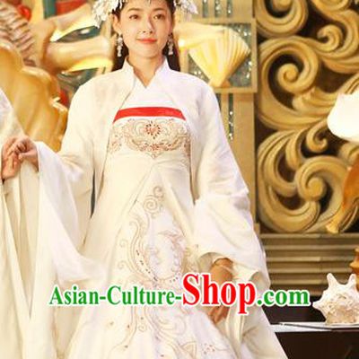 Chinese Ancient Noble Lady Apparels Garment Costumes and Headwear Drama The Starry Night The Starry Sea Bride Lu Li Dress