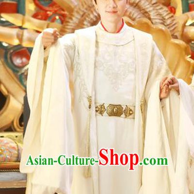 Chinese Ancient Merman Prince Hanfu Garment Costumes and Headwear Drama The Starry Night The Starry Sea Wu Julan Wedding Apparels
