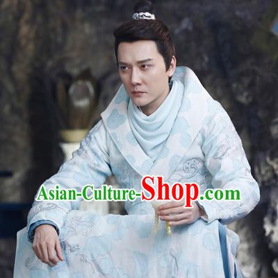 Chinese Ancient Prince Hanfu Garment Costumes and Headwear Drama The Starry Night The Starry Sea Merman Wu Julan Apparels