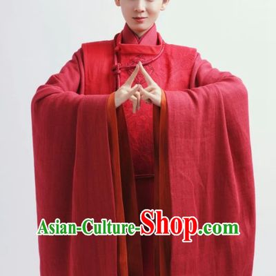 Chinese Ancient Swordsman Red Garment Clothing and Headwear Drama Wu Xin The Monster Killer Liu Qinghu Apparels