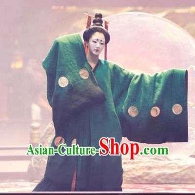 Chinese Ancient Tang Dynasty Geisha Hanfu Dress Apparels Costumes and Headdress Drama Wu Xin The Monster Killer Dance Garment