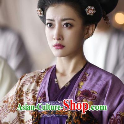 Chinese Ancient Imperial Consort Hanfu Dress Tang Dynasty Apparels Costumes and Headdress Drama Wu Xin The Monster Killer Court Lady Lu Peihua Garment