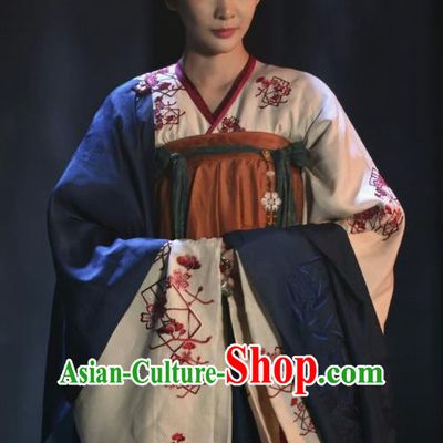 Chinese Ancient Tang Dynasty Imperial Consort Hanfu Dress Apparels Costumes and Headpiecess Drama Wu Xin The Monster Killer Palace Lady Lu Peihua Garment