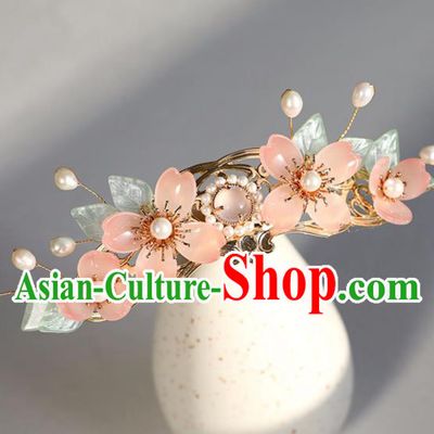 Chinese Ancient Pink Sakura Hairpin Jewelry Headwear Hair Accessories Headdress for Women