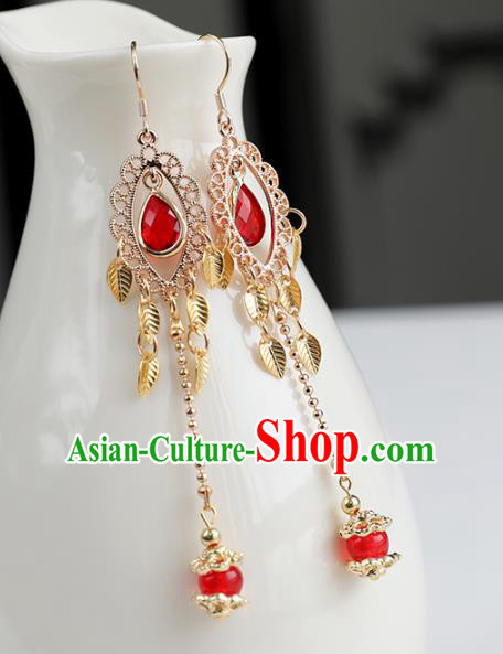 Chinese Ancient Hanfu Earrings Women Jewelry Ming Dynasty Golden Ear Accessories Chinese Ancient Hanfu Earrings Women Jewelry Ming Dynasty Golden Ear Accessories