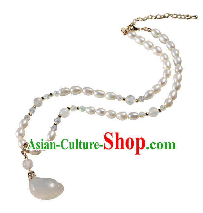 Chinese Ancient Hanfu Pearls Necklace Women Jewelry Ming Dynasty Jade Accessories Chinese Ancient Hanfu Pearls Necklace Women Jewelry Ming Dynasty Jade Accessories
