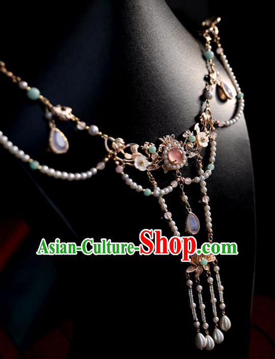 Chinese Ancient Hanfu Beads Tassel Necklace Women Jewelry Ming Dynasty Necklet Accessories Chinese Ancient Hanfu Beads Tassel Necklace Women Jewelry Ming Dynasty Necklet Accessories