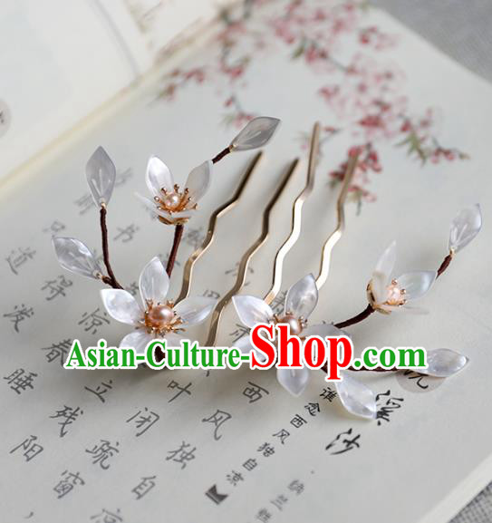 Chinese Ancient Shell Flowers Hair Comb Jewelry Headwear Hair Accessories Ming Dynasty Lily Flowers Hairpin for Women Chinese Ancient Shell Flowers Hair Comb Jewelry Headwear Hair Accessories Ming Dynasty Lily Flowers Hairpin for Women