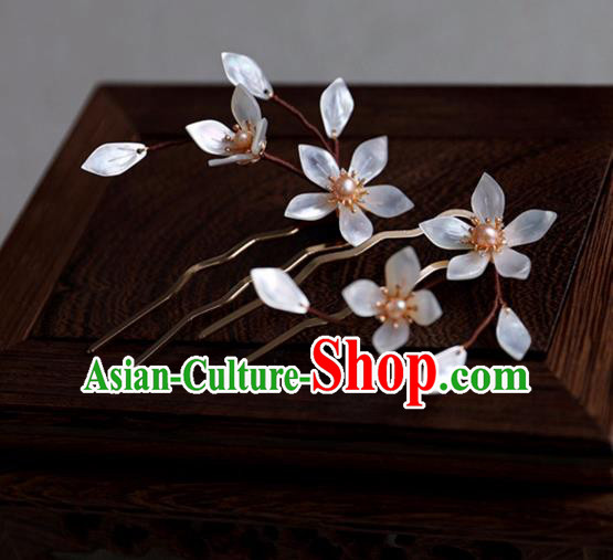 Chinese Ancient Shell Flowers Hair Comb Jewelry Headwear Hair Accessories Ming Dynasty Lily Flowers Hairpin for Women Chinese Ancient Shell Flowers Hair Comb Jewelry Headwear Hair Accessories Ming Dynasty Lily Flowers Hairpin for Women