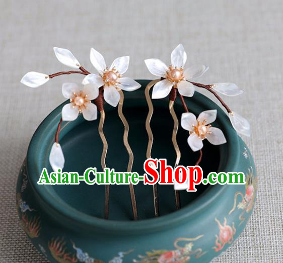 Chinese Ancient Shell Flowers Hair Comb Jewelry Headwear Hair Accessories Ming Dynasty Lily Flowers Hairpin for Women Chinese Ancient Shell Flowers Hair Comb Jewelry Headwear Hair Accessories Ming Dynasty Lily Flowers Hairpin for Women