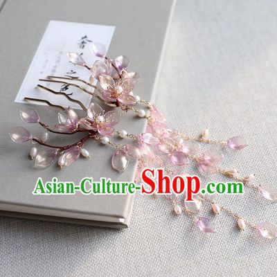 Chinese Ancient Wisteria Tassel Hair Comb Jewelry Headwear Hair Accessories Hairpin for Women