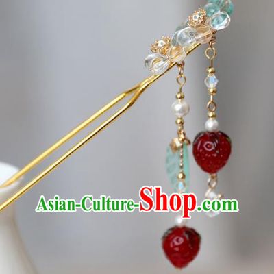 Chinese Ancient Hanfu Strawberry Hair Clip Women Headwear Hairpin Hair Accessories