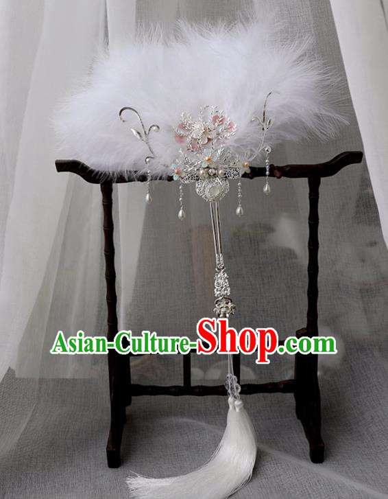 Chinese Ancient Feather Fan Women Accessories Pearls Tassel Fan Chinese Ancient Feather Fan Women Accessories Pearls Tassel Fan