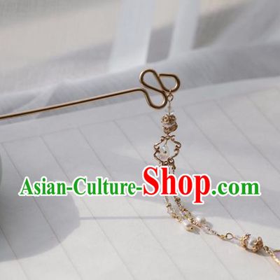 Chinese Ancient Women Pink Hair Clip Headwear Hair Accessories Tassel Hanfu Hairpin