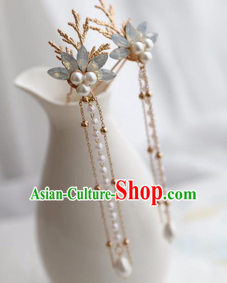 Chinese Ancient Women Blue Crystal Hair Clips Hairpin Headwear Hanfu Hair Accessories Chinese Ancient Women Blue Crystal Hair Clips Hairpin Headwear Hanfu Hair Accessories