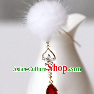 Chinese Ancient Hanfu Red Crystal Tassel Hair Clip Women Hairpin Hair Accessories Headwear