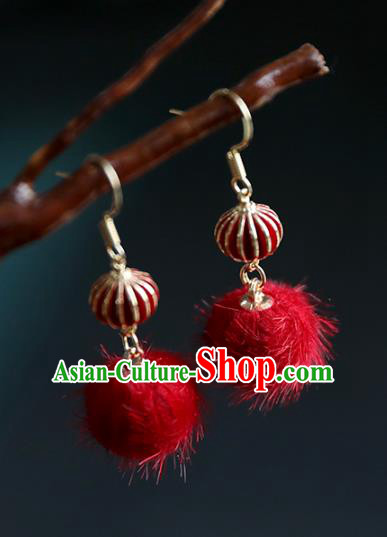 Chinese Ancient Hanfu Lantern Earrings Women Jewelry Ming Dynasty Red Venonat Ear Accessories Chinese Ancient Hanfu Lantern Earrings Women Jewelry Ming Dynasty Red Venonat Ear Accessories