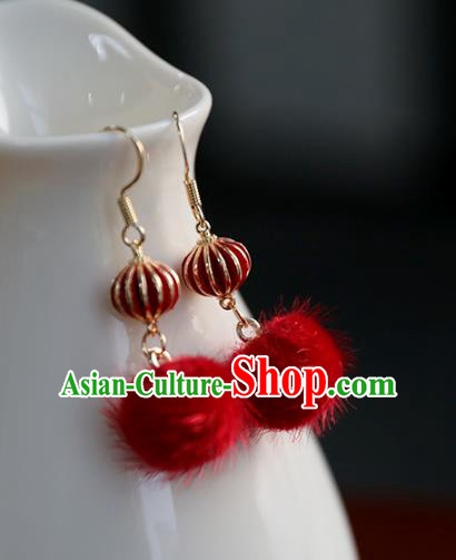 Chinese Ancient Hanfu Lantern Earrings Women Jewelry Ming Dynasty Red Venonat Ear Accessories Chinese Ancient Hanfu Lantern Earrings Women Jewelry Ming Dynasty Red Venonat Ear Accessories