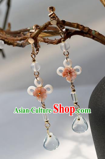 Chinese Ancient Hanfu Blue Crystal Earrings Women Jewelry Shell Flowers Ear Accessories Chinese Ancient Hanfu Blue Crystal Earrings Women Jewelry Shell Flowers Ear Accessories