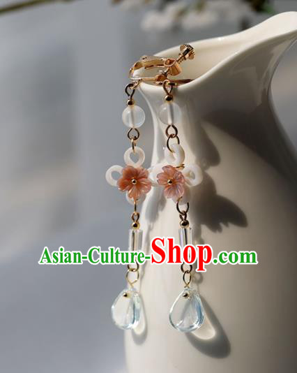 Chinese Ancient Hanfu Blue Crystal Earrings Women Jewelry Shell Flowers Ear Accessories Chinese Ancient Hanfu Blue Crystal Earrings Women Jewelry Shell Flowers Ear Accessories