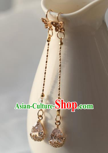 Chinese Ancient Hanfu Crystal Earrings Women Jewelry Golden Ear Accessories Chinese Ancient Hanfu Crystal Earrings Women Jewelry Golden Ear Accessories