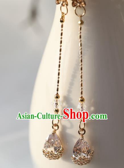 Chinese Ancient Hanfu Crystal Earrings Women Jewelry Golden Ear Accessories Chinese Ancient Hanfu Crystal Earrings Women Jewelry Golden Ear Accessories