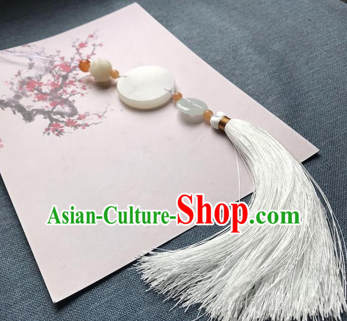 Chinese Ancient White Tassel Jade Pendant Waist Accessories Peacuful Jade Lappet Jewelry Chinese Ancient White Tassel Jade Pendant Waist Accessories Peacuful Jade Lappet Jewelry