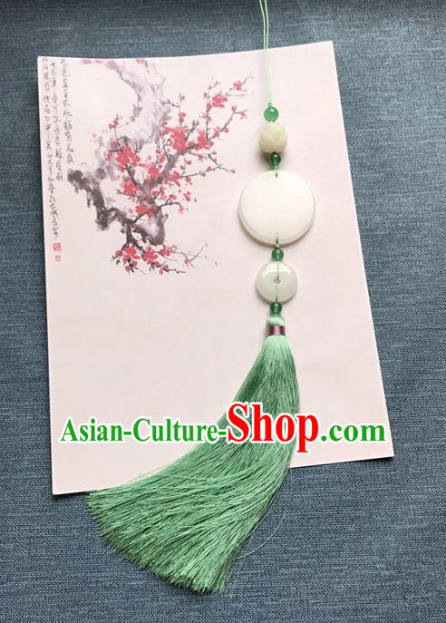 Chinese Ancient Green Tassel Jade Pendant Waist Accessories Peacuful Jade Lappet Jewelry Chinese Ancient Green Tassel Jade Pendant Waist Accessories Peacuful Jade Lappet Jewelry