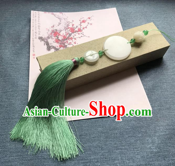 Chinese Ancient Green Tassel Jade Pendant Waist Accessories Peacuful Jade Lappet Jewelry Chinese Ancient Green Tassel Jade Pendant Waist Accessories Peacuful Jade Lappet Jewelry