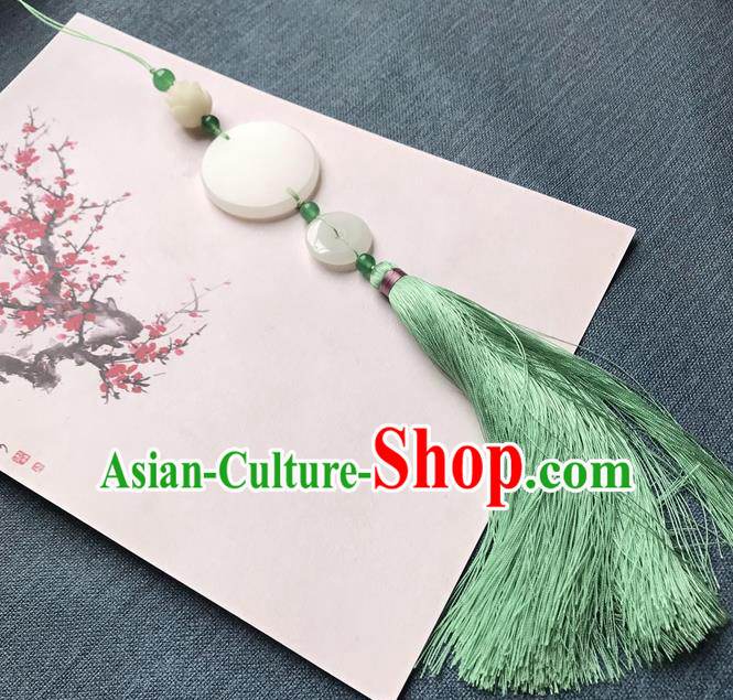 Chinese Ancient Green Tassel Jade Pendant Waist Accessories Peacuful Jade Lappet Jewelry Chinese Ancient Green Tassel Jade Pendant Waist Accessories Peacuful Jade Lappet Jewelry