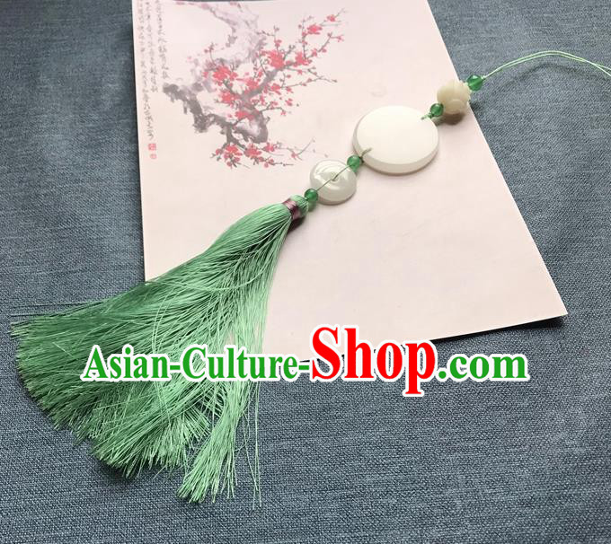 Chinese Ancient Green Tassel Jade Pendant Waist Accessories Peacuful Jade Lappet Jewelry Chinese Ancient Green Tassel Jade Pendant Waist Accessories Peacuful Jade Lappet Jewelry