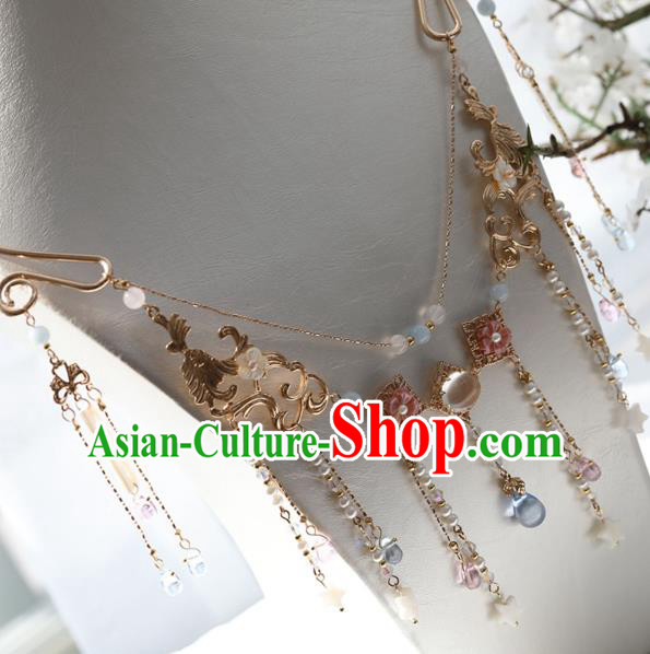 Chinese Ancient Princess Shell Stars Tassel Necklace Women Accessories Tassel Golden Necklet Jewelry Chinese Ancient Princess Shell Stars Tassel Necklace Women Accessories Tassel Golden Necklet Jewelry