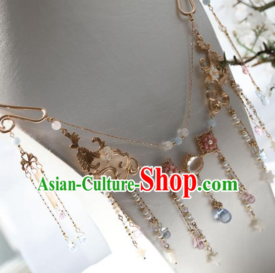 Chinese Ancient Princess Shell Stars Tassel Necklace Women Accessories Tassel Golden Necklet Jewelry Chinese Ancient Princess Shell Stars Tassel Necklace Women Accessories Tassel Golden Necklet Jewelry