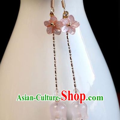 Chinese Ancient Hanfu Convallaria Majalis Earrings Women Jewelry Ming Dynasty Rose Crystal Ear Accessories