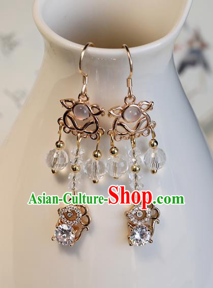 Chinese Ancient Hanfu Zircon Earrings Women Jewelry Ming Dynasty Tassel Ear Accessories Chinese Ancient Hanfu Zircon Earrings Women Jewelry Ming Dynasty Tassel Ear Accessories