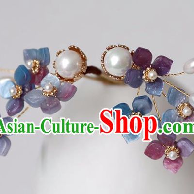 Chinese Ancient Purple Flowers Hairpin Headwear Women Hair Accessories Ming Dynasty Hair Clip