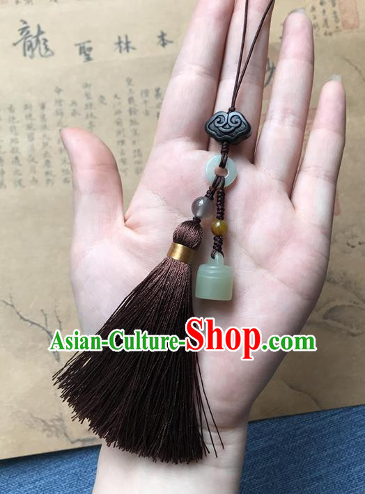 Chinese Ancient Hanfu Brown Tassel Pendant Jade Cloud Lappet Jewelry Brooch Accessories Chinese Ancient Hanfu Brown Tassel Pendant Jade Cloud Lappet Jewelry Brooch Accessories