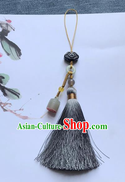 Chinese Ancient Hanfu Grey Tassel Pendant Jade Seal Cloud Lappet Jewelry Brooch Accessories Chinese Ancient Hanfu Grey Tassel Pendant Jade Seal Cloud Lappet Jewelry Brooch Accessories