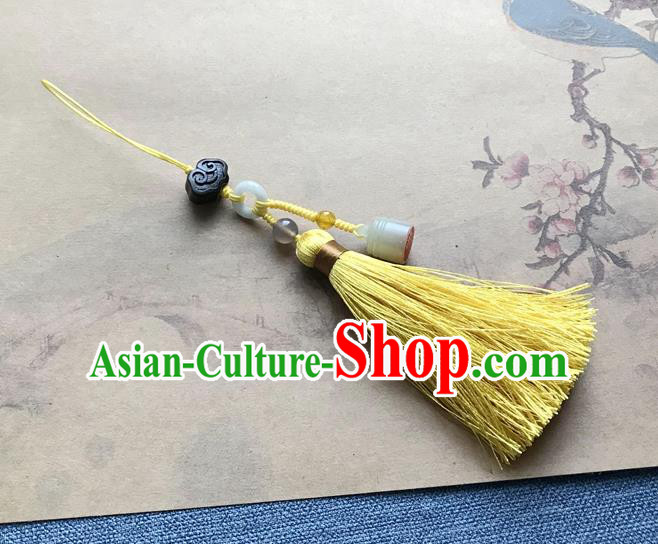 Chinese Ancient Hanfu Yellow Tassel Pendant Jade Seal Cloud Lappet Jewelry Brooch Accessories Chinese Ancient Hanfu Yellow Tassel Pendant Jade Seal Cloud Lappet Jewelry Brooch Accessories