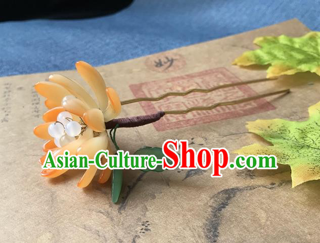 Chinese Ancient Women Orange Chrysanthemum Hair Clip Handmade Headwear Hanfu Hair Accessories Hairpin Chinese Ancient Women Orange Chrysanthemum Hair Clip Handmade Headwear Hanfu Hair Accessories Hairpin