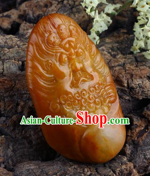 Chinese Ancient Carving Sun Wukong Jade Accessories Yellow Jade Handgrip Hetian Jade Craft