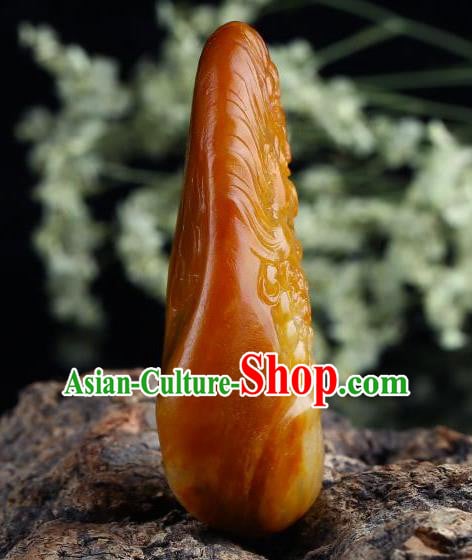 Chinese Ancient Carving Sun Wukong Jade Accessories Yellow Jade Handgrip Hetian Jade Craft