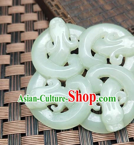 Chinese Handmade Jade Pendant Jade Label Craft Hetian Jade Carving Dragon Necklace Accessories Chinese Handmade Jade Pendant Jade Label Craft Hetian Jade Carving Dragon Necklace Accessories